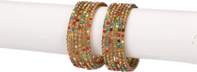 AFAST Glass Crystal Enamel Bangle Set(Pack of 10)