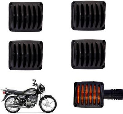 Golden Fox Bike Indicator Grill for Splendor Bike set -4 Plastc Bike Headlight Grill(Black)