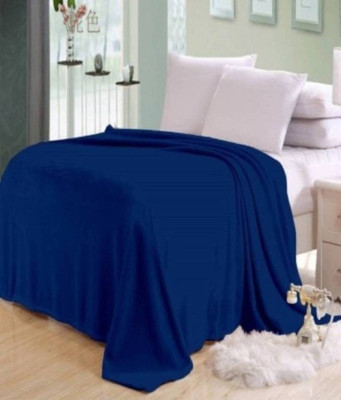 Hot Dealzz Solid Single Fleece Blanket for  AC Room(Polyester, Blue)