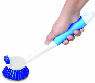 Bienvenue Dual Action Sink and Plastic Dish Brush Plastic Wet and Dry Brush(Multicolor)