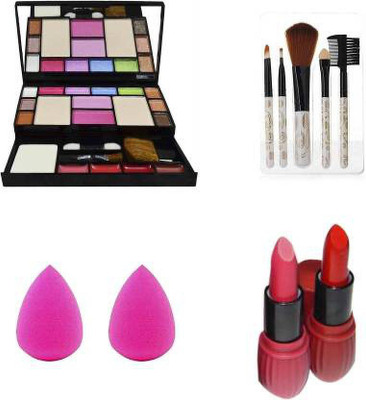 Rsentera Premium Quality makeup kit combo of makeup kit 6171 5 brushes with 2 puff(8 Items in the set)