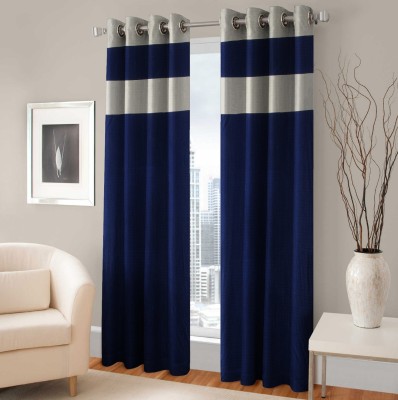 fiona creations 180 cm (6 ft) Polyester Room Darkening Window Curtain (Pack Of 2)(Solid, Blue)