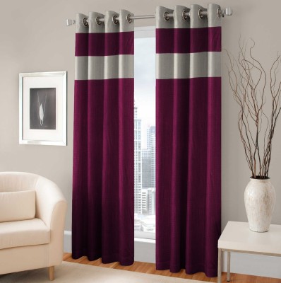 fiona creations 270 cm (9 ft) Polyester Room Darkening Long Door Curtain (Pack Of 2)(Solid, Wine)