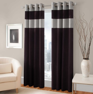 fiona creations 240 cm (8 ft) Polyester Room Darkening Long Door Curtain (Pack Of 2)(Solid, Brown)