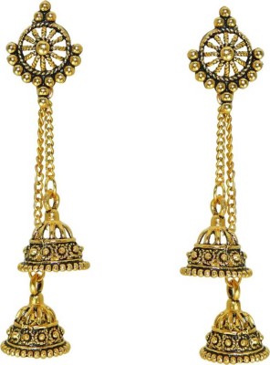 Aadiyatri Anitque Golden Graceful & Lightweight brass Earrings for Girls & Women Brass Jhumki Earring