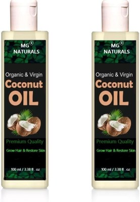 MG Naturals Virgin Coconut Oil - Pure and Natural Combo of 2 bottles of 100 ml Hair Oil(200 ml)