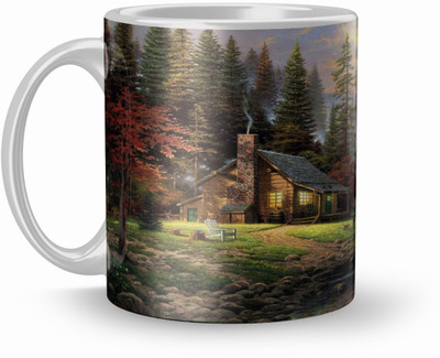 THE NK Store Beautiful Sweet Dream Home In Forest Printed Colourful 1022 Ceramic Coffee Mug(320 ml)