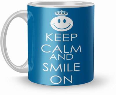 THE NK Store Keep Calm Smile On Printed Colourful Design Coffee And Tea 320ml Gift For Friend Ceramic Coffee Mug(320 ml)