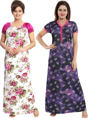 Shopping World Women Nighty Set(Multicolor)