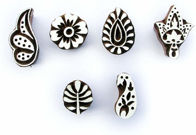 AN Handicrafts Wooden Printing Stamp Block Hand-Carved, Pottery Crafts and Textile Printing Blocks(Pack of 6)