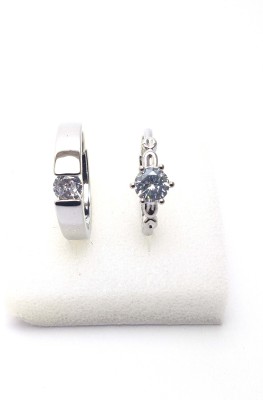 rsp unique Couple Ring For Girls&Boys Alloy Cubic Zirconia Sterling Silver Plated Ring Set