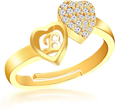 Divastri Jewellery Stylish Heart Golden Name Alphabet Letter Initial B Rings for girls women girlfriend Men Boys Couple American diamond Adjustable Valentine Gifts Love Ring Stone, Copper, Brass, Crystal Diamond, Cubic Zirconia Gold Plated Ring