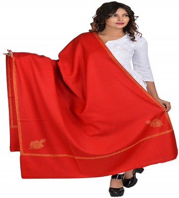 Royal-E-Kashmir Wool Embroidered Women Shawl(Red)