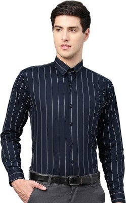 Hancock Men Striped Formal Blue Shirt