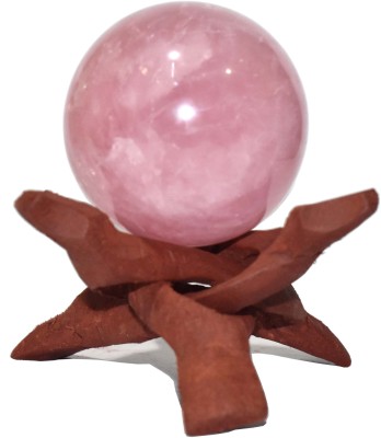 Healings4u Sphere Rose Quartz High Quality Size 2-2.5 Inch & One Wooden Ball stand Natural Crystal Ball Sphere Vastu Reiki Chakra Healing Natural Crystal Ball Sphere Vastu Reiki Chakra Healing Decorative Showpiece  -  6 cm(Stone, Pink)