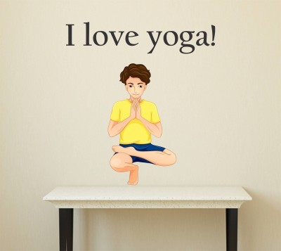 Wallzone 70 cm I Love Yoga Removable Sticker(Pack of 1)