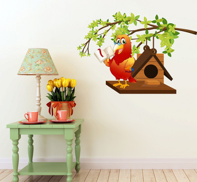 Wallzone 60 cm Colorful Bird Removable Sticker(Pack of 1)