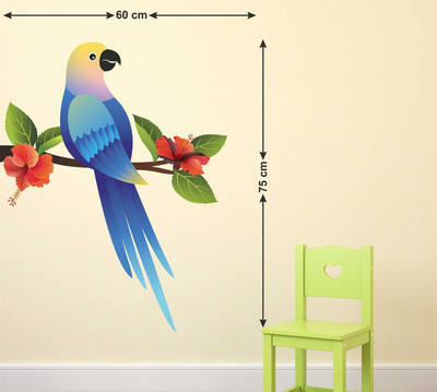 Wallzone 60 cm Parrot Removable Sticker(Pack of 1)