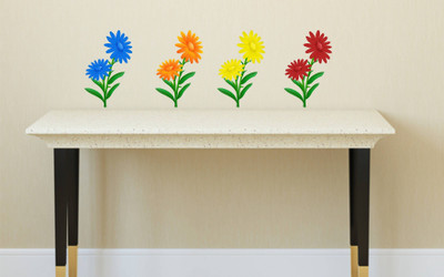 Wallzone 100 cm Colorfull Flowers Removable Sticker(Pack of 1)