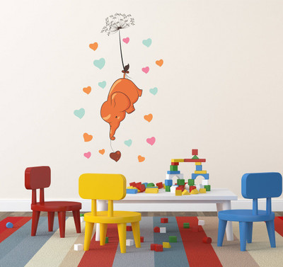 Wallzone 100 cm Happy Elephant Removable Sticker(Pack of 1)