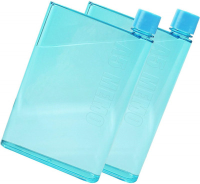 Right Traders A5 Memo Notebook Ultra Slim Flat Leakproof Plastic Water Bottle 419 ml Water Bottles(Set of 2, Blue)