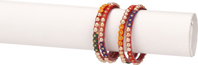 AFAST Glass Beads, Crystal Enamel Bangle Set(Pack of 4)