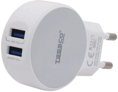 Tessco 2.1 A Wall Charger for Mobile with Detachable Cable(White, Cable Included)
