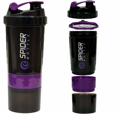 LFM 500 ml Plastic Shaker(Pack of 1, Black, Purple)