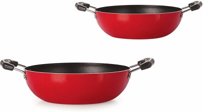 NIRLON Non Stick Cookware Set Pot & Pan Sets _Red & Black Non-Stick Coated Cookware Set(Aluminium, Stainless Steel, 2 - Piece)