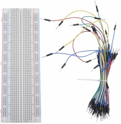 Electrobot MB-102 Breadboard 830 tie point PCB Board Solderless Protoboard kit for Arduino with 65pcs M/M Flexible Breadboard Jumper Wires Interconnect Electronic Hobby Kit