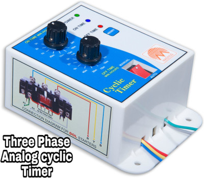 Magnus M-1125 Three Phase Analog Cyclic Timer with Inbuild Single Phase Preventer Programmable Electronic Timer Switch(White)