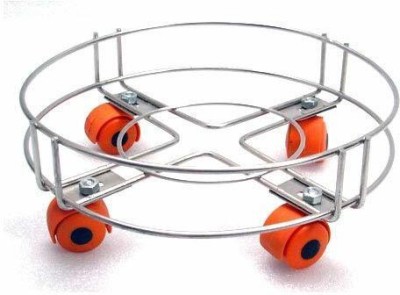 Value Adds Heavy Stainless Steel Gas Cylinder Trolley With Wheel | Gas Trolly | Lpg Cylinder Stand | Gas Trolly Wheel |Cylinder Trolley with Wheels | Cylinder Wheel Stand Gas Cylinder Trolley(Silver)