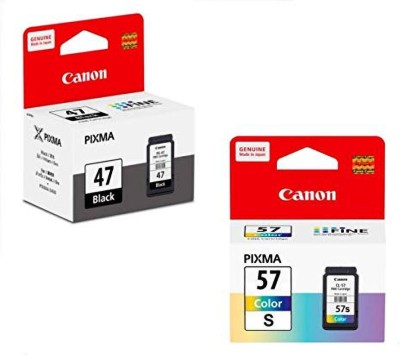 Canon PG-47 & CLI-57s Black + Tri Color Combo Pack...