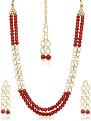 Sukkhi Alloy Gold-plated Red, Silver Jewellery Set(Pack of 1)