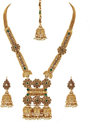 Lucky Jewellery Alloy Gold-plated Green, Gold Jewellery Set(Pack of 1)