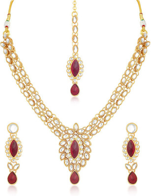 Sukkhi Alloy Gold-plated Gold, Red Jewellery Set(Pack of 1)