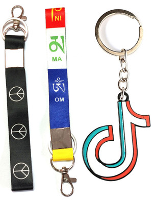 ShopTop High Quality TIK TOK and peace and Tibetan Buddhist Prayer Fabric id Tag Key chain Key Chain