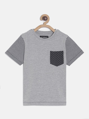Ladore Boys Printed Pure Cotton Regular T Shirt(Grey, Pack of 1)