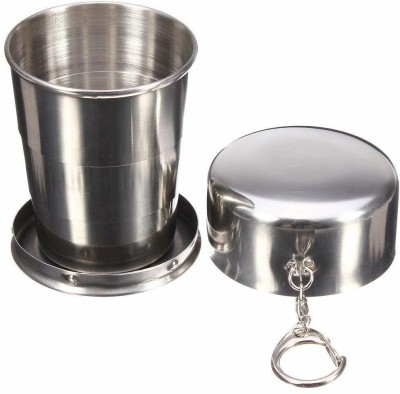 4tens Small Portable Folding Stainless Steel Travel Camping Water Cup Glass. Stainless Steel Coffee Mug(150 ml)