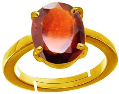 PANDIT JEWELLERS 11.25Ratti Hessonite Garnet Gold Plated Adjustable Ring Copper Garnet Gold Plated Ring