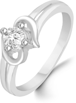 SUKAI JEWELS Single Solitaire Bonded Heart Diamond Studded Alloy, Brass Cubic Zirconia Rhodium Plated Ring