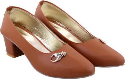 Mj fashion Women Heels(Tan , 7)