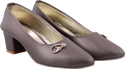 Mj fashion Women Heels(Grey , 4)