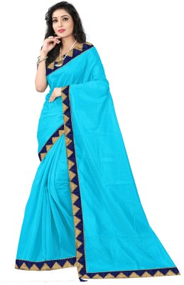 Samai Solid/Plain Bollywood Art Silk Saree(Light Blue)