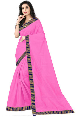 Divastri Solid/Plain Bollywood Art Silk Saree(Pink)