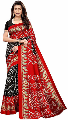 Divastri Solid/Plain Bollywood Georgette Saree(Red, Black)