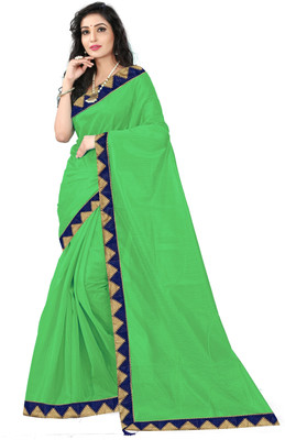 Divastri Solid/Plain Bollywood Cotton Silk Saree(Light Green)