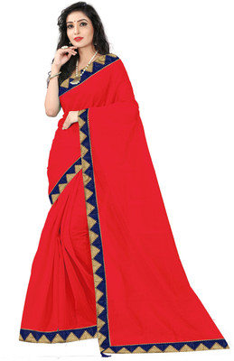 Divastri Solid/Plain Bollywood Art Silk Saree(Red)