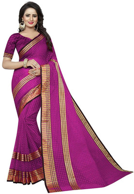 Divastri Solid/Plain Bollywood Cotton Silk Saree(Purple)