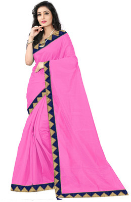 Divastri Solid/Plain Bollywood Art Silk Saree(Pink)
